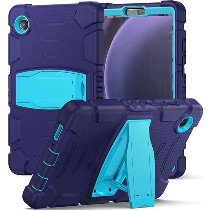 Mobigear ShieldStand Samsung Galaxy Tab A9 Hülle Kunststoff,Silikon Backcover + Ständer - Marineblau