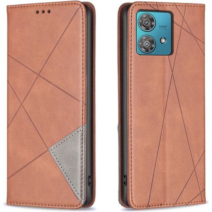 Mobigear Rhombus Slim Motorola Edge 40 Neo Hülle Klapphülle - Braun