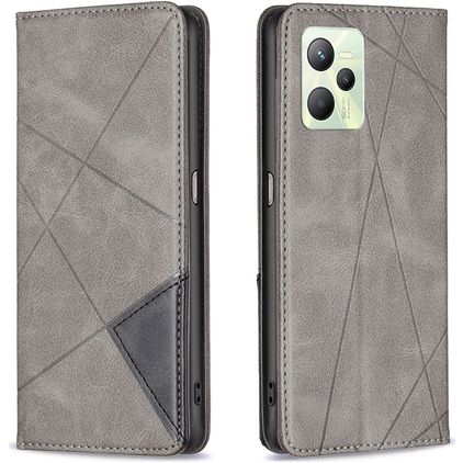 Mobigear Rhombus Slim Realme C35 Hülle Klapphülle - Grau