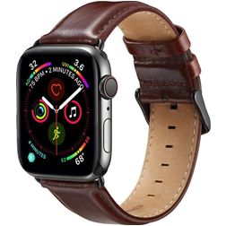 Mobigear Bologna Leder Apple Watch Armband Dornschließe - 42/41/40/38 mm - Braun