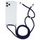 Mobigear Lanyard iPhone 12 Pro Max Flexibles TPU Handykette - Transparent / Dunkelblau