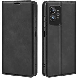 Mobigear Retro Slim Realme GT2 Pro Hülle Klapphülle Geldbörse - Schwarz