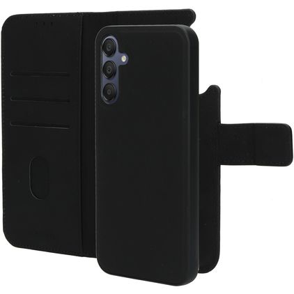Mobiparts Samsung Galaxy A15 Hülle Echtes Leder Abnehmbare 2in1 Klapphülle Geldbörse - Schwarz