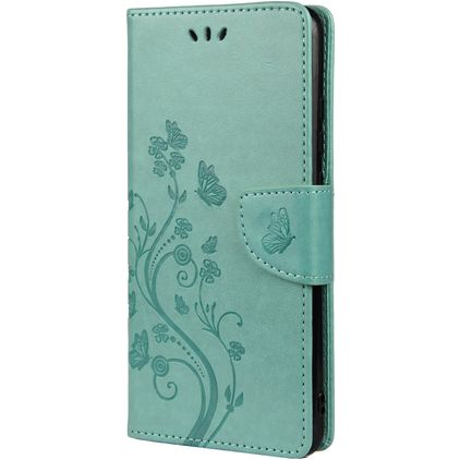 Mobigear Flowers Samsung Galaxy A33 Hülle Klapphülle Geldbörse - Türkis