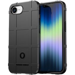 Mobigear Rugged Shield iPhone 16e Hülle Flexibles TPU Backcover Stoßfest - Schwarz