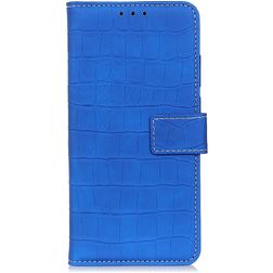Mobigear Croco Samsung Galaxy A21 Hülle Klapphülle Geldbörse - Blau