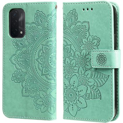 Mobigear Flowers OPPO A74 5G Klapphülle Portemonnaie - Türkis