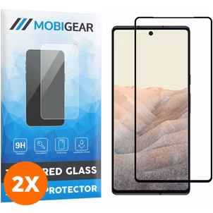 Mobigear Premium Google Pixel 6 Panzerglas Gehärtetes Glas Displayschutz - Hüllenfreundlich - Schwarz (2er Pack)