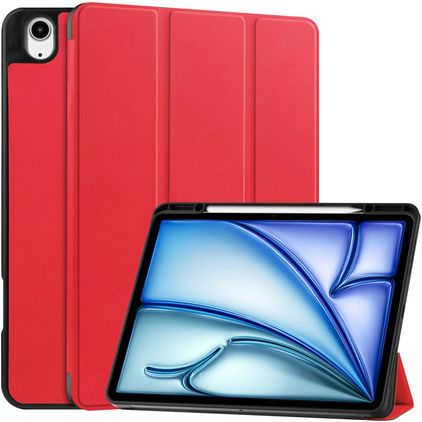 Mobigear Tri-Fold iPad Air 13 Zoll (2024) Hülle Klapphülle + Stifthalter - Rot