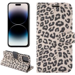 Mobigear Leopard iPhone 14 Pro Max Hülle Klapphülle Geldbörse - Braun