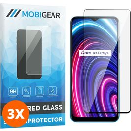 Mobigear Premium Realme C25Y Panzerglas Gehärtetes Glas Displayschutz - Hüllenfreundlich - Schwarz (3er Pack)