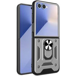 Mobigear Armor Ring Samsung Galaxy Z Flip 7 Hardcase Backcover Shockproof mit Ringhalter - Silber