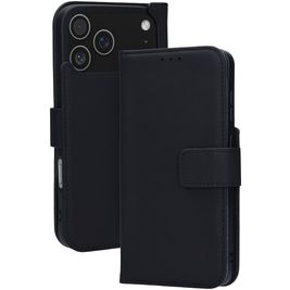 Mobiparts Wallet iPhone 17 Pro Max MagSafe Hülle Echtes Leder Klapphülle Geldbörse - Schwarz