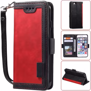 Mobigear Two Tone iPhone 8 Hülle Klapphülle Geldbörse - Schwarz / Rot