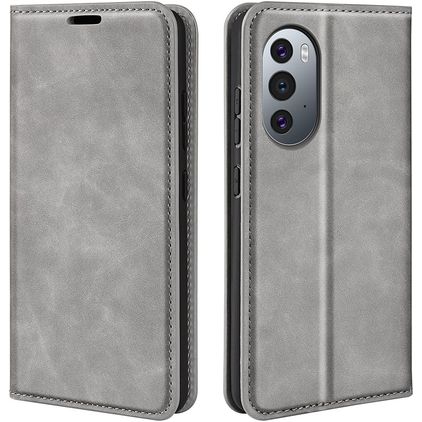Mobigear Retro Slim Motorola Edge X30 Hülle Klapphülle Geldbörse - Grau