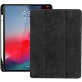 Mobigear Tri-Fold Gel iPad Pro 12.9 Zoll (2018) Hülle TPU,Kunstleder Klapphülle + Stifthalter - Schwarz