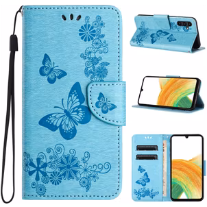 Mobigear Butterfly Samsung Galaxy A35 Hülle Klapphülle Geldbörse - Blau