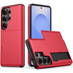 Mobigear Card Samsung Galaxy S26 Ultra Hülle Hardcase Backcover Stoßfest mit Kartenhalter - Rot