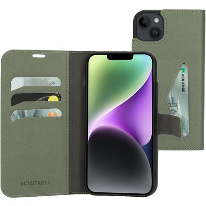 Mobiparts Classic Wallet iPhone 14 Plus Hülle Klapphülle Geldbörse - Stone Green