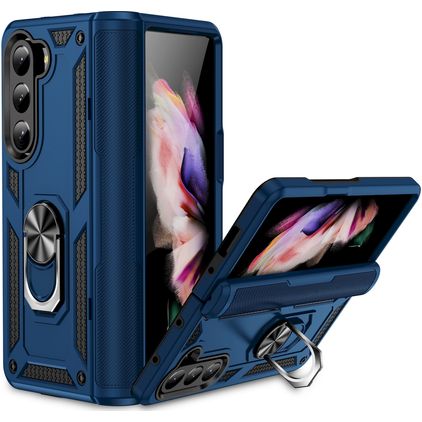 Mobigear Armor Ring Samsung Galaxy Z Fold 5 Hülle Hardcase Backcover Stoßfest mit Ringhalter - Blau