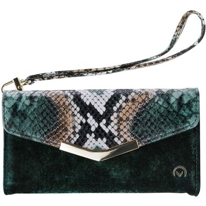 Mobilize Gelly Velvet Samsung Galaxy A50 Hülle Abnehmbare 2in1 Clutch - Green Snake
