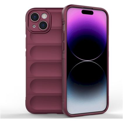 Mobigear Bumpy iPhone 15 Plus Hülle Flexibles TPU Backcover - Weinrot
