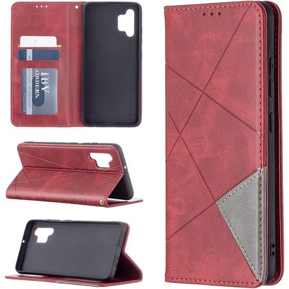 Mobigear Rhombus Slim Samsung Galaxy A32 4G Hülle Klapphülle - Rot