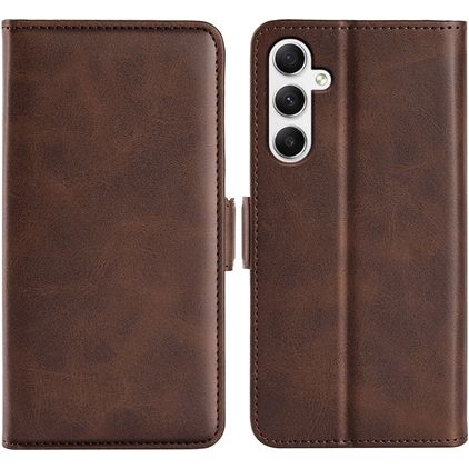 Mobigear Slim Magnet Samsung Galaxy A35 Hülle Klapphülle Geldbörse - Braun