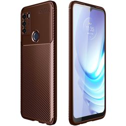 Mobigear Racing Motorola Moto G50 Hülle Flexibles TPU Backcover - Braun