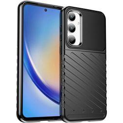Mobigear Groove Samsung Galaxy A35 Hülle Flexibles TPU Backcover - Schwarz