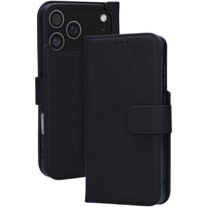 Mobiparts Wallet iPhone 17 Pro Max MagSafe Hülle Echtes Leder Klapphülle Geldbörse - Schwarz