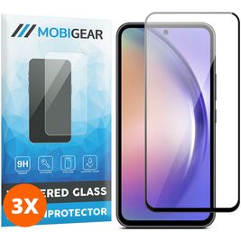 Mobigear Premium Samsung Galaxy A54 Panzerglas Gehärtetes Glas Displayschutz - Hüllenfreundlich - Schwarz (3er Pack)