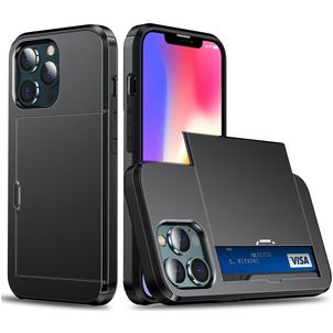 Mobigear Card iPhone 14 Pro Hülle Hardcase Backcover Stoßfest mit Kartenhalter - Schwarz