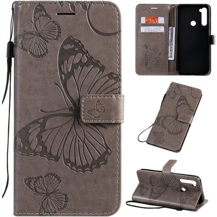 Mobigear Butterfly Xiaomi Redmi Note 8T Hülle Klapphülle Geldbörse - Grau