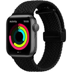 Mobigear Braided Mag Nylon Apple Watch Armband Magnetverschluss - 49/46/45/44 mm - Schwarz