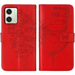 Mobigear Butterfly Motorola Moto G54 Hülle Klapphülle Geldbörse - Rot