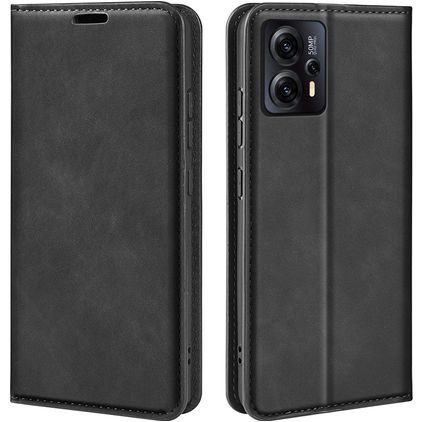 Mobigear Retro Slim Motorola Moto E13 Klapphülle Portemonnaie - Schwarz