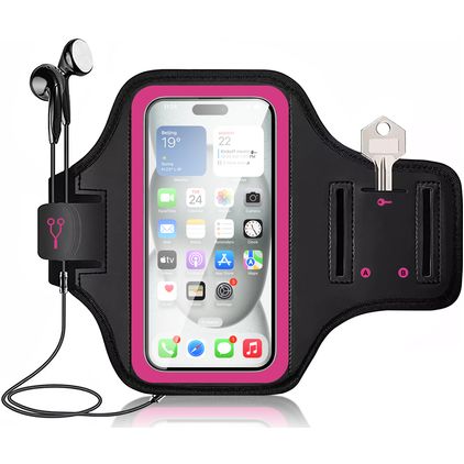 Mobigear Go Active Handyhalterung Joggen Motorola Moto G9 Play Sporthülle Neopren Sportarmband - Pink