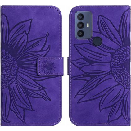 Mobigear Sunflower TCL 30 SE Hülle Klapphülle Geldbörse - Lila