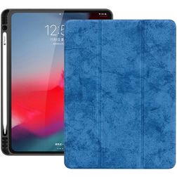 Mobigear Tri-Fold Gel iPad Pro 12.9 Zoll (2018) Hülle TPU,Kunstleder Klapphülle + Stifthalter - Blau