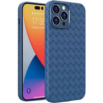 Mobigear Woven iPhone 14 Pro Max Hülle Flexibles TPU Backcover - Dunkelblau