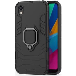 Mobigear Armor Ring HONOR 8S Hülle Hardcase Backcover Stoßfest mit Ringhalter - Schwarz