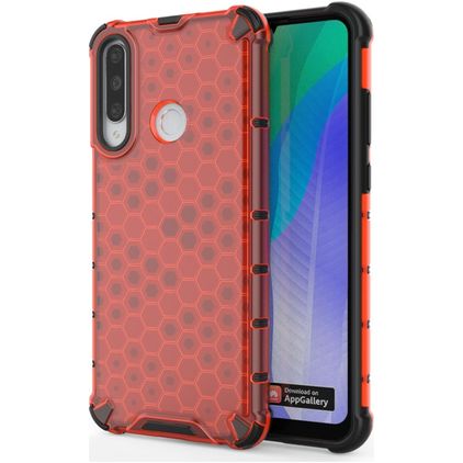 Mobigear Honeycomb Huawei Y6p Hülle Hardcase Backcover Stoßfest - Rot