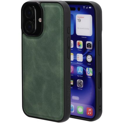 Mobiparts Classic iPhone 16 MagSafe TPU / Kunstleder Backcover - Emerald Green