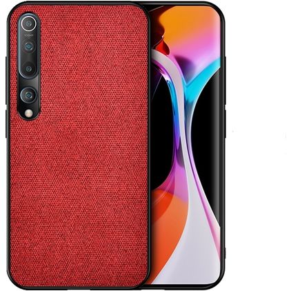 Mobigear Fabric Xiaomi Mi 10 Hülle Hardcase Backcover - Rot
