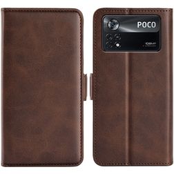 Mobigear Slim Magnet POCO X4 Pro 5G Hülle Klapphülle Geldbörse - Braun