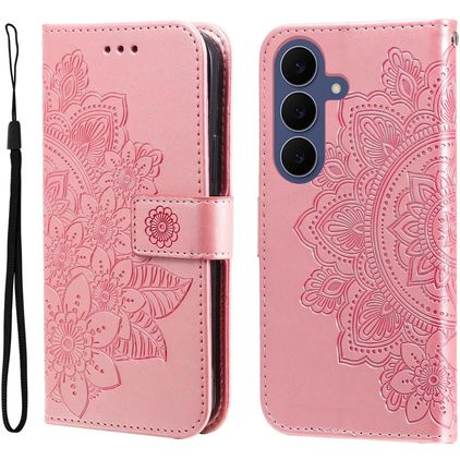 Mobigear Flowers Samsung Galaxy S26 FE Hülle Klapphülle Geldbörse - Roségold