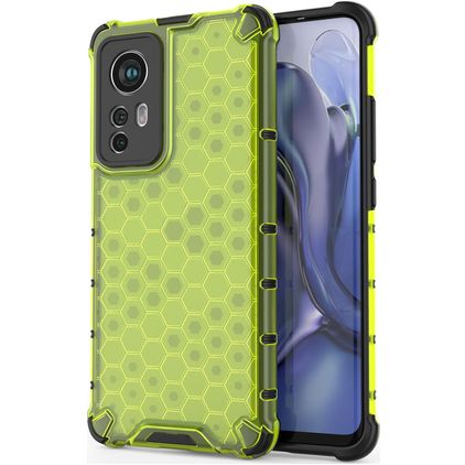 Mobigear Honeycomb Xiaomi 12 Hülle Hardcase Backcover Stoßfest - Grün