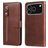 Mobigear Zipper iPhone 17 Pro Hülle Klapphülle Geldbörse - Braun