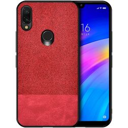 Mobigear Fabric Xiaomi Redmi 7 Hülle Hardcase Backcover - Rot